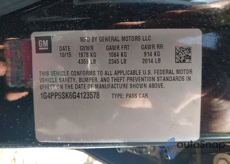 2016 Buick Verano z USA, uszkodzony, nr VIN 1G4PP5SK6G4123578